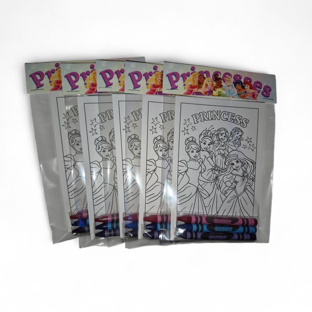 Princesses Color-Sticker-Sheets with Crayons